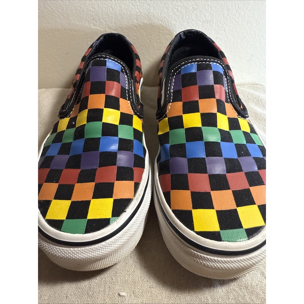 Vans "Off The Wall" Rainbow Checkered Skate Shoes‎ Women 5.5 Men 4 - Picture 2 of 8
